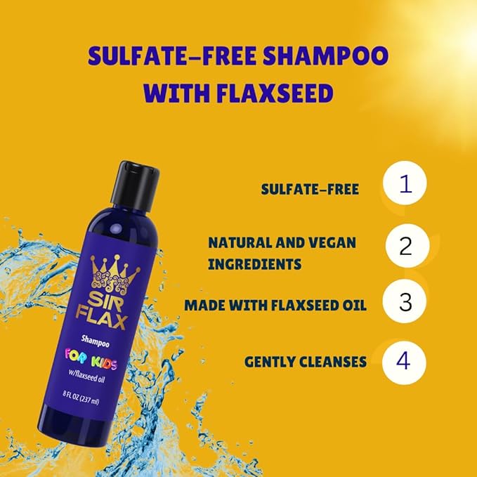 Sir Flax Shampoo (Kids) for kids' coils, curls & textured hair, natural & vegan, with flaxseed