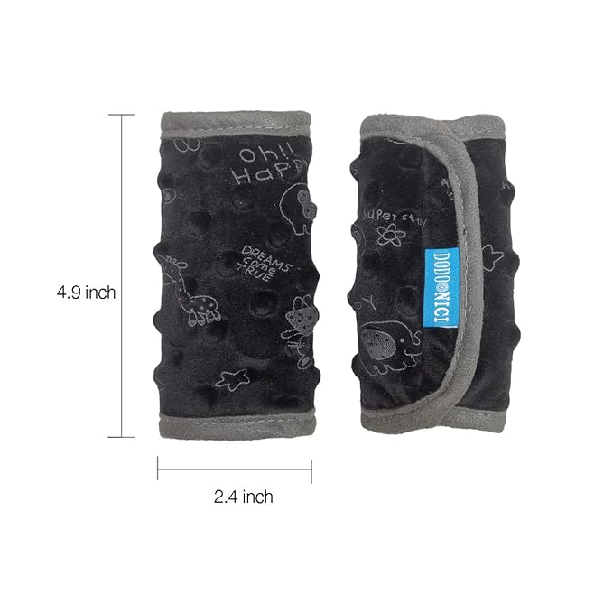 DODO NICI car seat Strap Cover for Baby, seat Belt Cover Cushion, Belt Pads fit Baby Carrier/Pushchair/Stroller, Cozy Peace Dotted Minky, Black