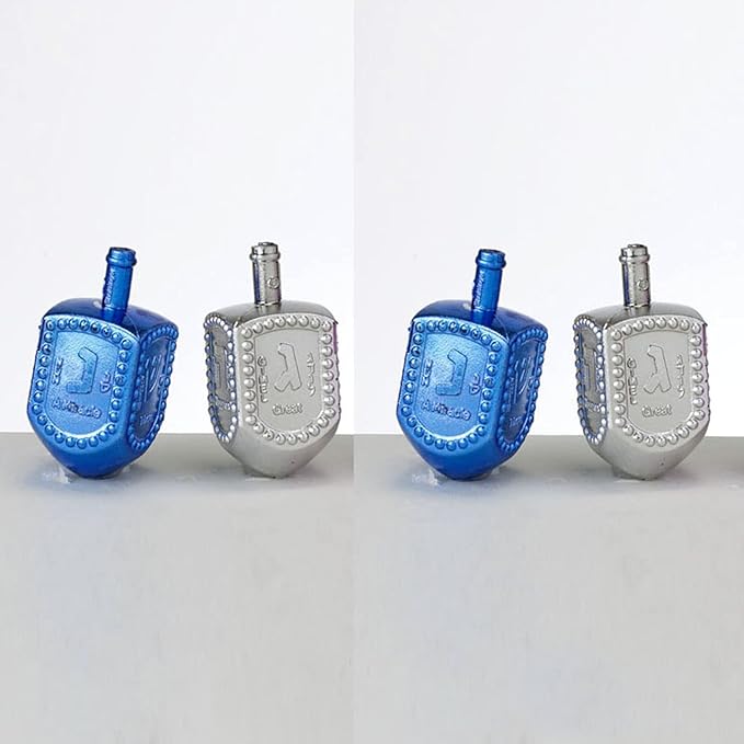 Rite Lite Jar of Dreidels, 25 Medium Plastic Dreidels - Classic Chanukah Spinning Dreidel Game - Colored Dreidels Bulk Value Pack Hanukkah Gift - Silver/Blue