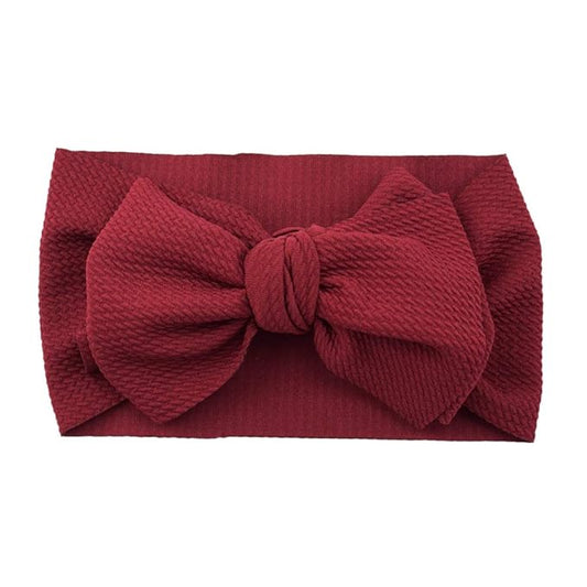 Baby Girl's 8'' Soft Big Bow knot Nylon Headband Toddler Hairband for Photography Travel Party Festivals (Burgundy)
