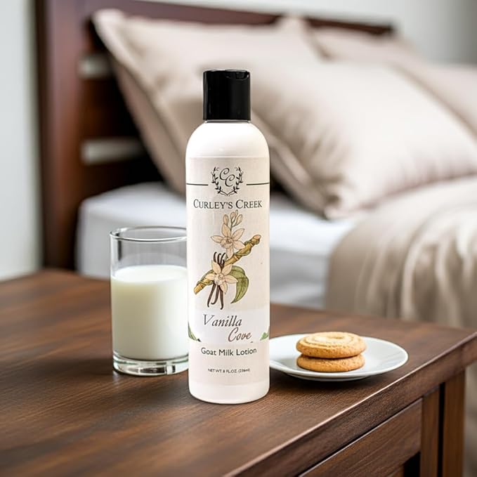 Curley's Creek Goat Milk Lotion | Vanilla Cove | Handmade Natural Skincare | 8 Ounce Bottle