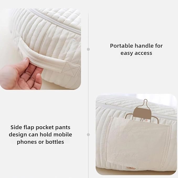 EFELIM Large Nest Pillow with Cotton Cover, Skin Friendly Lounger Pillow Multifunctional Soft Floor Lounger Pillow Baby Shower (Silvery, 23.6x29.5inch)