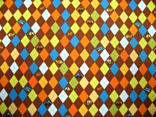 SheetWorld Baby Fitted Large Pack N Play Sheet 29.5 x 42 inches, 100% Cotton Woven Sheet, Unisex Boy Girl, Argyle Brown Transport, Made in USA