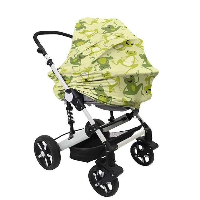 Binienty Funny Frogs Animal Print Infant Stroller Covers for Baby Boys Girls, Stretchy Multi-Use Breastfeeding Scarf for Women Carseat Canopy for High Chair/Shopping Cart/Stroller