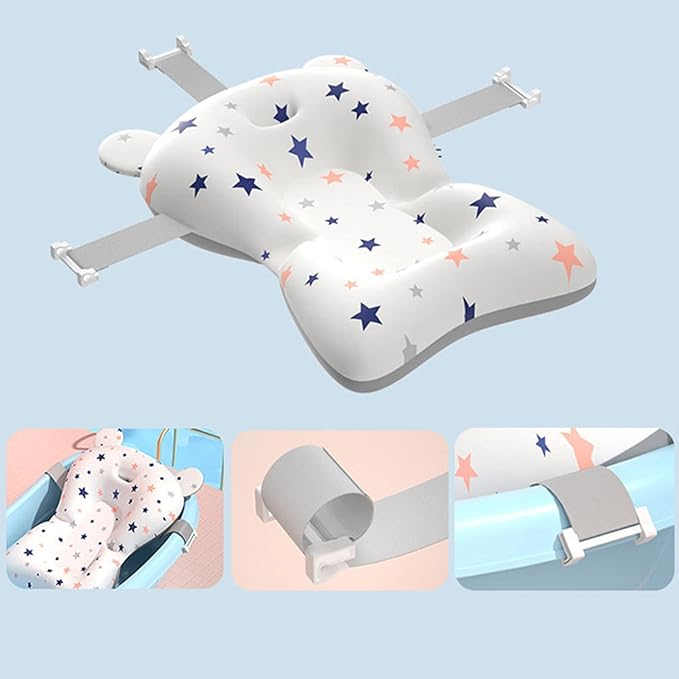 Baby Bath Suspension Prevent Slip Pad, Soft Quick Dry Lightweight Baby Bath Cushion Pad, Newborn Bathtub Mat Infant Bath Supporter Nonslip Floating Bathing Tub Seat for Assisted Sitting (White)