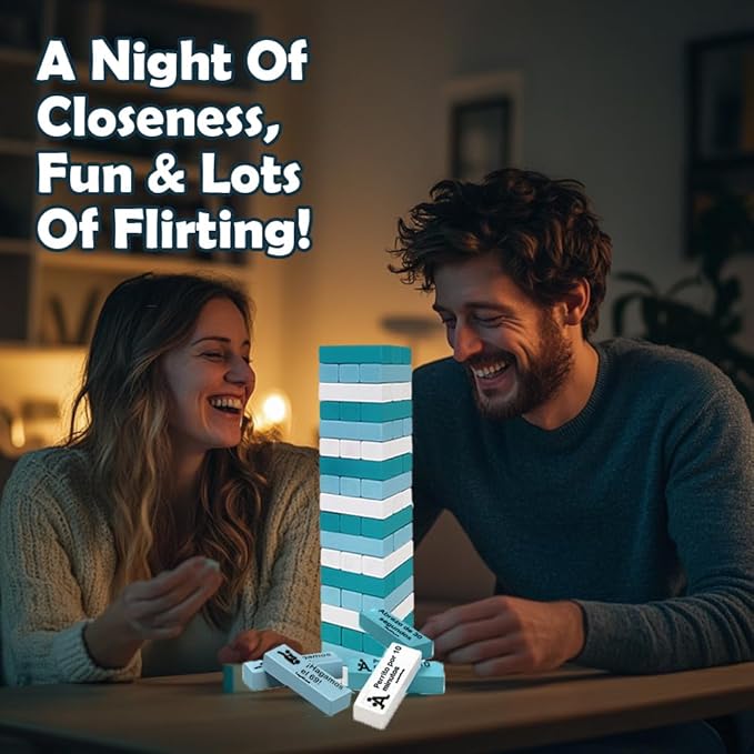 1step2dream Spanish Couple Game Adult Block, Stacking Blocks for Date Night, Romantic Wooden Gift