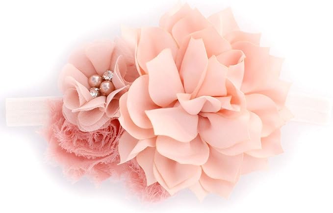 My Lello Shabby Fabric Flower Cluster Headbands Baby - Girls - Toddler Stretchy Elastic