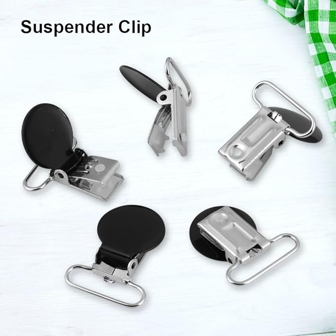 25mm Round Pacifier Clips, Suspender Snaps, DIY Clothes Accessories, for Making Pacifier Holders Bib Clips(Black)