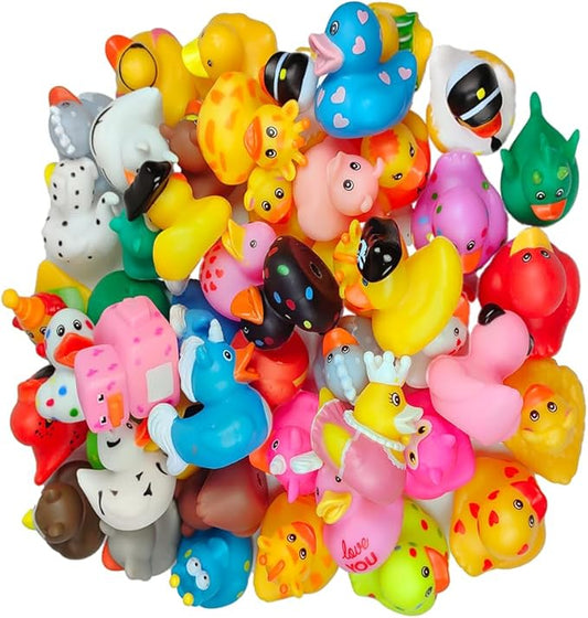 Assorted Rubber Duck Small Rubber Ducks in Bulk Baby Shower Bath Toy for Kids Toddler Birthday Christmas Party Favors Stocking Stuffers Classroom Incentives (Assortment Ducks 24pcs)