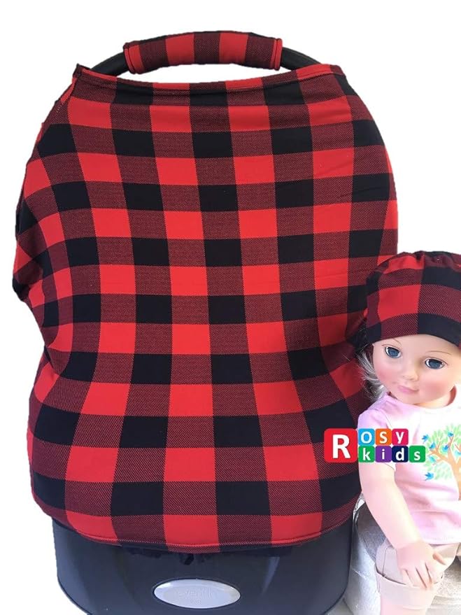 9pc Baby Boy Baby Girl Ultimate Set of Infant Car Seat Cover Canopy Headrest Blanket Hat Nursing Scarf, 01AT01