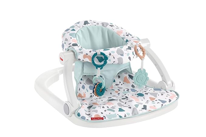 Fisher-Price Portable Baby Chair Sit-Me-Up Floor Seat with Developmental Toys & Machine Washable Seat Pad, Pacific Pebble