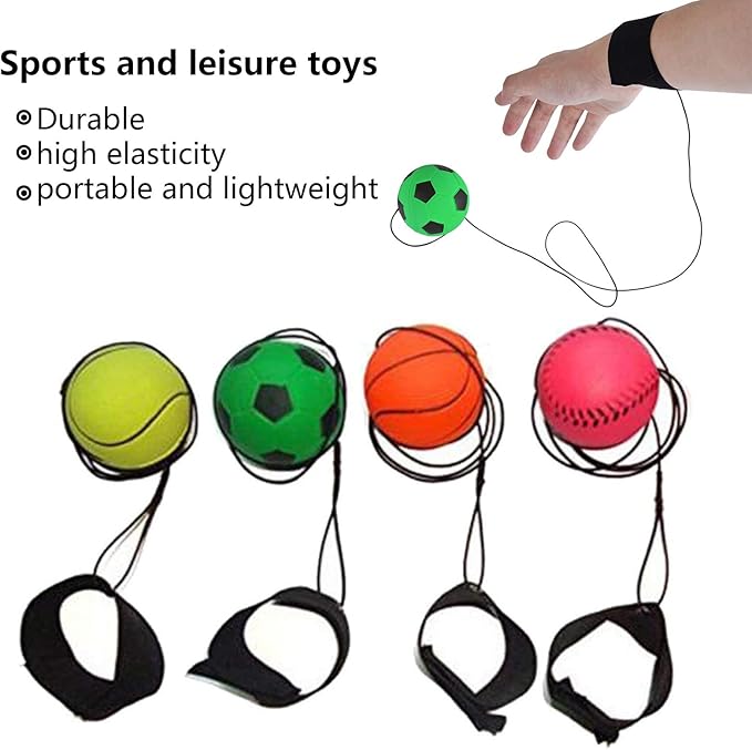 1pc Green Soccer Ball Wrist Return Ball - Adjustable Bounce Back with String, Rubber Elastic Rebound Finger Exercise Toy Activity
