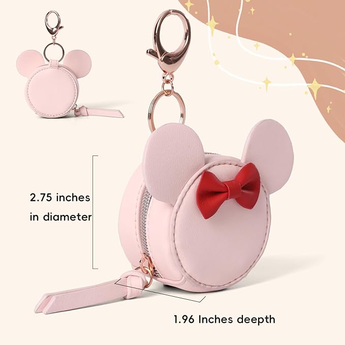 Miss Fong Pacifier Case with Clip, Holder Pouch Cover, Charm Pod with Clasp, Holds 2 Pacifiers or Nipple Shields (Bow Pink)