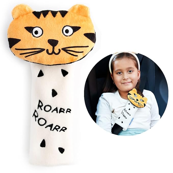 Milk&Moo Skater Cheetah Seat Belt Pillow for Kids, Ultra Soft Head, Neck, Shoulder Support in Car, Seatbelt Covers for Kids, Toddler Seat Belt Cushion, Animal Travel Pillow