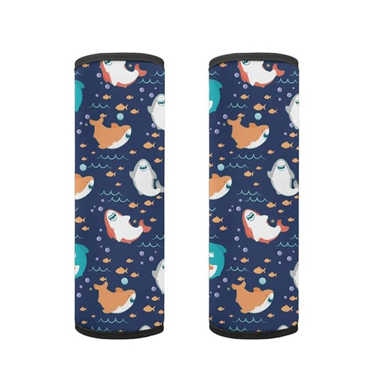 ENLACHIC Kids Car Seat Belt Cover, Cute Cartoon Animal Print Baby Car Seat Strap Pads Infant Car Seat Protector Car Accessories Universal All Cars,Cut Shark