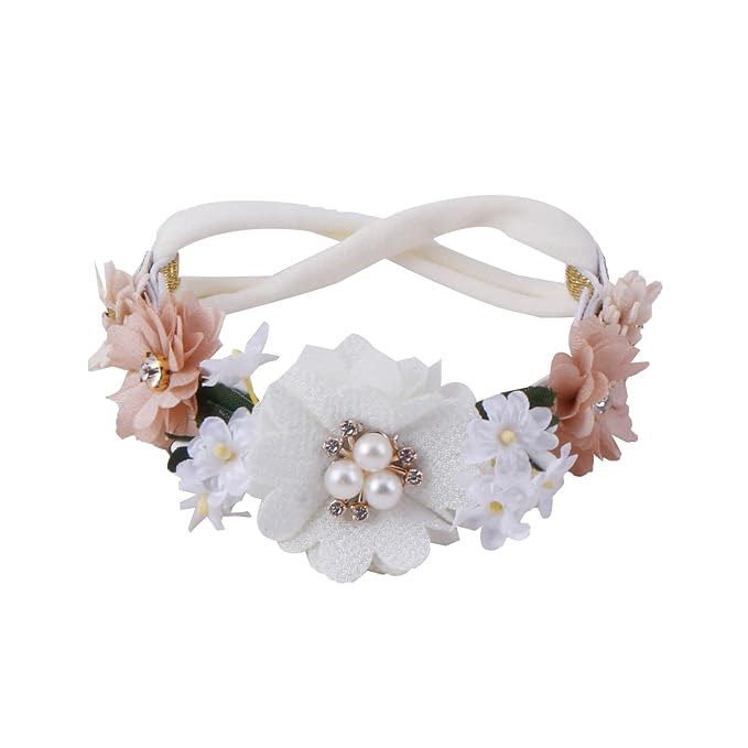 Flower Headband for Baby Girl Elastic Baby Floral Headbands Crown Hairbands Hair Accessories for Newborn Infant Toddlers Kids 3pcs/set