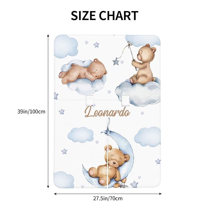 Custom Baby Name Nursing Cover Sleeping Bear Design – Personalized Car Seat Canopy for Boy, Stroller Cover, Baby Minky Blanket, Privacy Breastfeeding Cover, Soft Breathable Infant Shower Gift