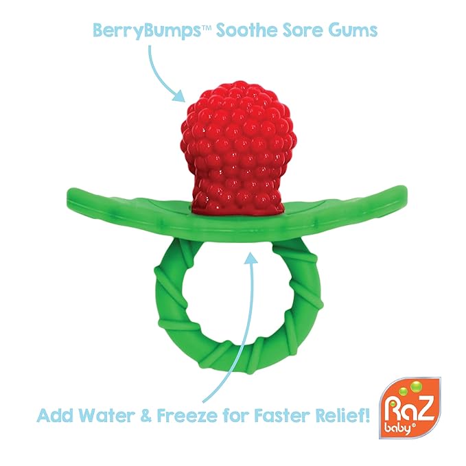 RaZbaby RaZberry Teether Red + Feeder 2-Pack Bundle - Soothe Sore Gums and Provide Teething Relief with Easy-to-Hold, BPA Free Teether Toy Bundle