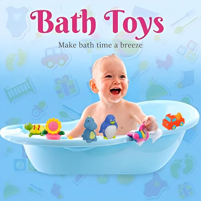 Dimple Set of 20 Floating Bath Toys, Sea Animals Squirter Toys for Boys & Girls, Assorted Sea Animals Friends, Squeeze to Spray! Tons of Fun, Great for Kids & Toddlers