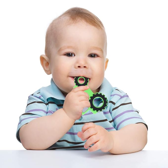 Car Series Baby Teething Toys,Food Grade Silicone Chew Teether for 3 Months+ Infant Boy and Girl,Toddler Sensory Chewing Teether,BPA Free. (Tractor, Green)