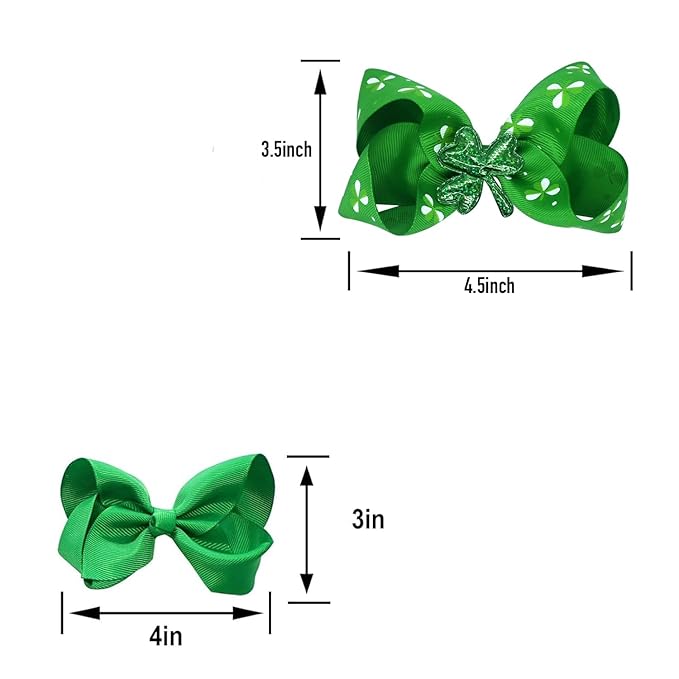 St. Patrick's Day Grosgrain Ribbon Alligator Hair Clips and Bows for Toddler Girls and Kids - 6PCS Solid Color Hair Accessories