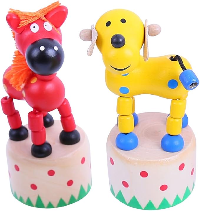 Bigjigs Toys Farm Animal Pushup (Pack of 2 - Horse and Dog)