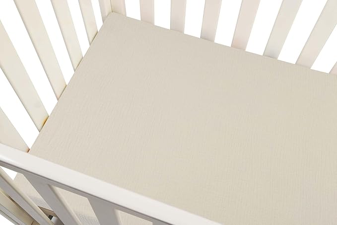 Onacosht Muslin Mini Crib Sheets, 39" x 27" Pack and Play Mattress Sheets Fitted for Pack N Play, Soft Cotton for Boys Girls, 2 Pack, Beige and Yellow Floral