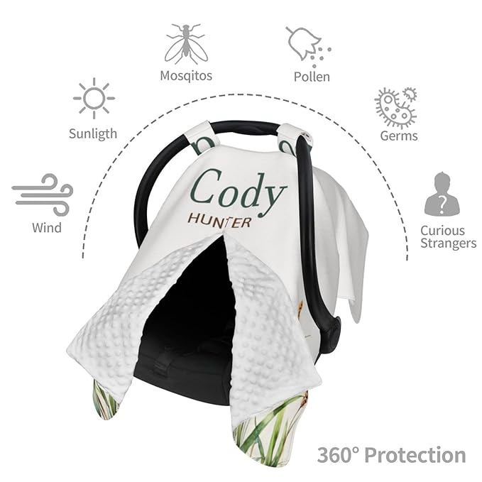 Personalized Baby Car Seat Canopy with Name – Wild Duck Theme, Custom Minky Nursing Cover for Boys & Girls, Soft Stroller Cover for Infants & Newborns, Carseat Canopy for Breastfeeding