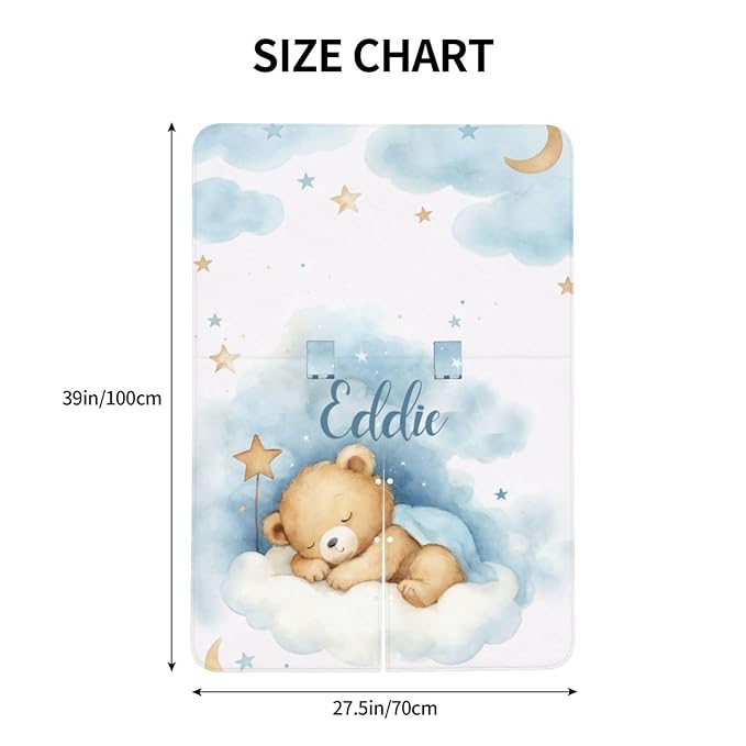 Custom Baby Car Seat Cover with Name – Personalized Sleeping Bear Nursing Cover, Infant Carseat Canopy, Shopping Cart Cover – Soft, Breathable & Warm – Ideal Shower Gift for Baby Boys