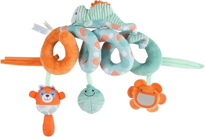 Chicco Chameleon Activity Spiral, Stroller Toy, From 0 Months, Leaf with Crinkle Effect, Flower Shaped Mirror, Recycled Plastic Packaging