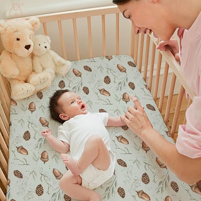 BROLEX Baby Fitted Crib Sheets: Kid Crib Sheets - Set of 2 for Toddler Standard Size Crib Mattress for Boys and Girls - Jersey Knit Crib Bed Sheets Bunny Nuts