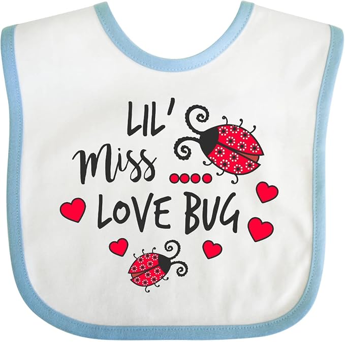 inktastic Lil Miss Love Bug with Lady Bug and Hearts Baby Bib