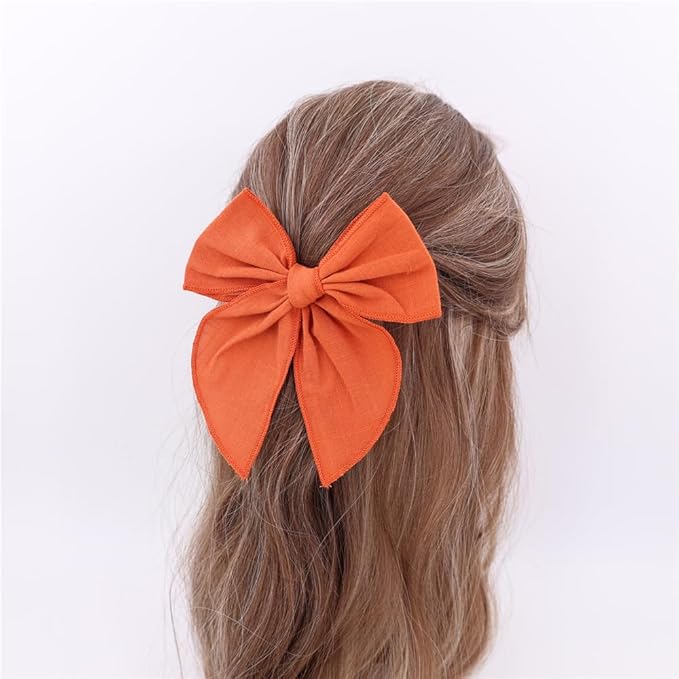 3 Styles Hair Bow Clips for Little Girls Toddler Baby Mom Women Hair Barrettes Accessories 4 Pcs Cotton Linen Bows Clay Court