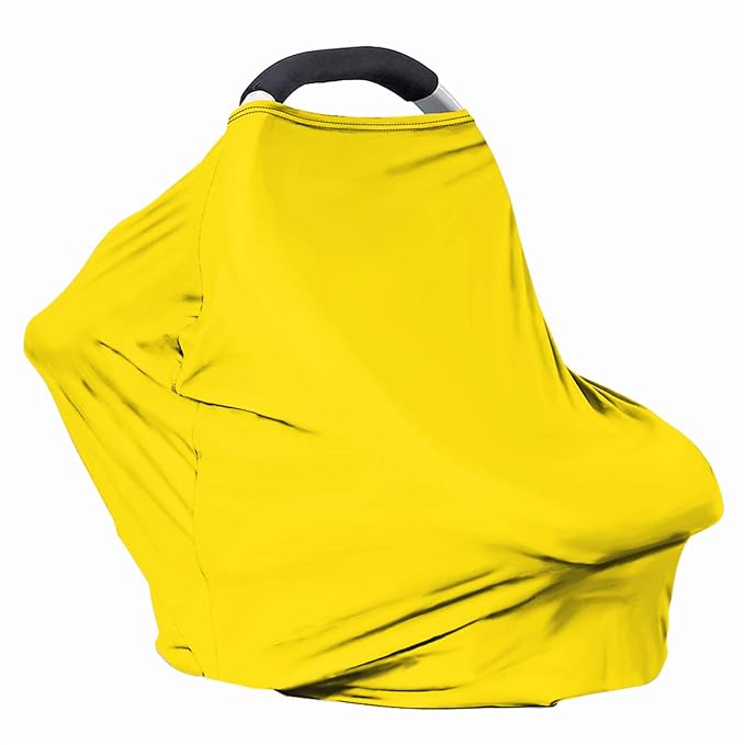 Solid Color Car Seat Nursing Breastfeeding Cover, Multi Use Cover Cozy Carseat Canopy Cover, Infant Babies Stroller Cover,Ultra Soft Stretchy Nurse Gifts Yellow Breastfeeding Cover