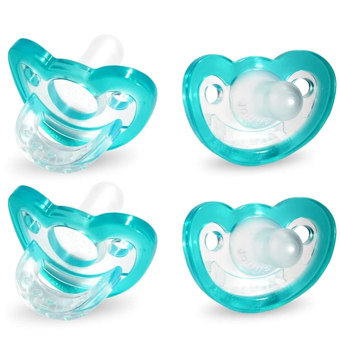 RaZbaby Sloth RaZbuddy Jollypop with 4 Added 0-3M Pacifiers (Teal, 4 Count), Pacifier Plush Holder w/Removable Baby Pacifier - BPA Free