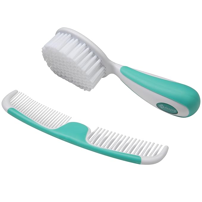 Safety 1st Fold-Up Nail Clipper, 2-Count - Colors May Vary & Easy Grip Brush and Comb, Colors May Vary