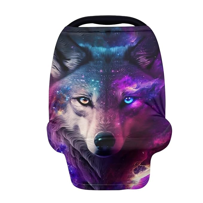 Upetstory Galaxy Wolf Car Seat Covers for Infant Car Seat Carseat Cover Babies Nursing Canopies Covers Breastfeeding Scarf Privacy Protection for Baby Girl Boys High Chair