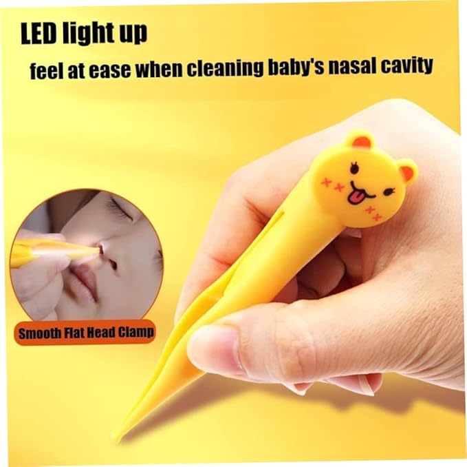 Baby Nose Clips with Light, Rechargeable Baby Nose Clips for Cleaning Ears, Nose, Navel, Dirt and Mucus for Baby (4 Pieces), Children's Rechargeable Luminous Ear Scoop, Ear Cleaner Set