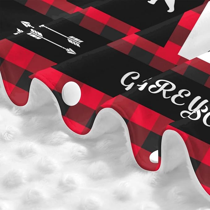 Personalized Red Plaid Deer and Bear Baby Infant Car Seats Canopy for Babies with Name, Custom Multi-use Blankets for Baby Boys Girls, Peekaboo Minky Nursing Stroller Cover Canopies for Newborn