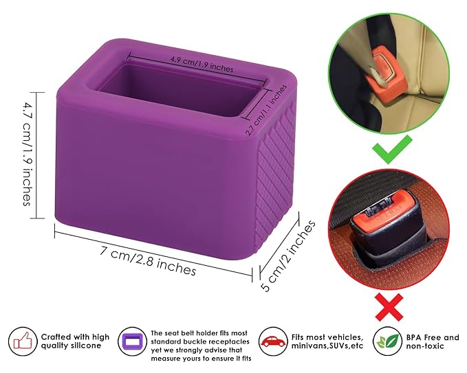 DS. DISTINCTIVE STYLE Seat Belt Holder Easy Access Seatbelt Accessories for Kids 2 Pieces (Purple)