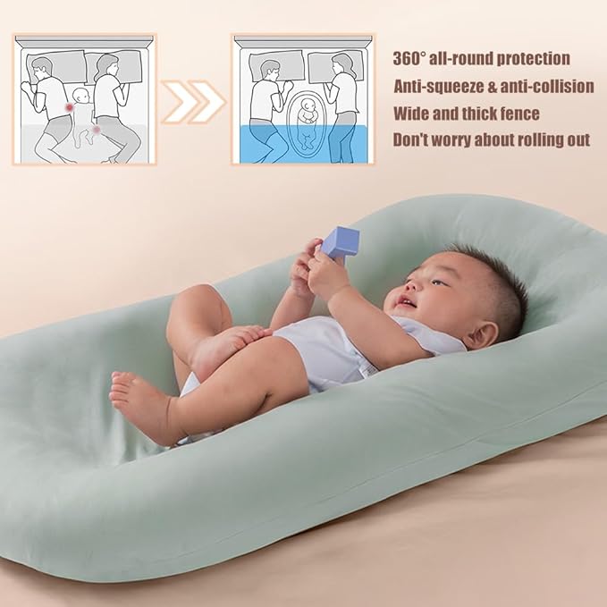 Baby Lounger for Newborn, Soft Organic Cotton Breathable Infant Lounger for Baby Play and Rest (Blue)