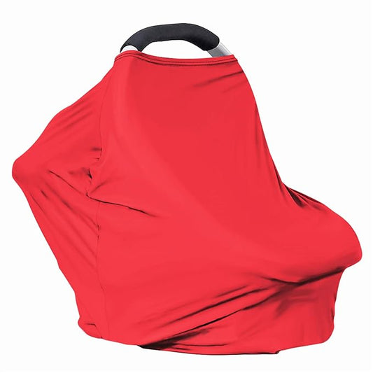 Solid Color Car Seat Nursing Breastfeeding Cover, Multi Use Cover Cozy Carseat Canopy Cover, Infant Babies Stroller Cover,Ultra Soft Stretchy Nurse Gifts Red Breastfeeding Cover