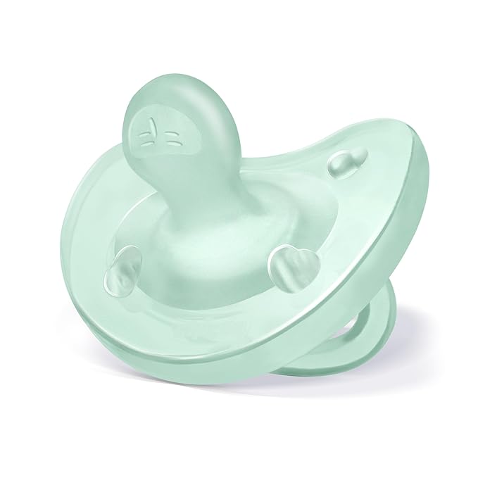 Chicco PhysioForma Orthodontic Pacifier for Babies 0-6 Months, 100% Soft Silicone, BPA Free & Breathing Support, 2-Pack with Sterilizing Case, Light Blue/Green
