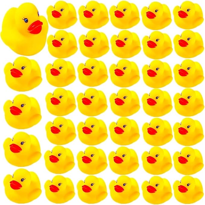 31-Pieces Float & Squeak Mini Rubber Duck Baby Bath Ducky Sound ShowerToys for Kids Celebrate The Joy of The Children