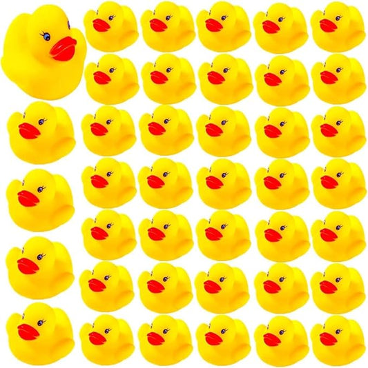 31-Pieces Float & Squeak Mini Rubber Duck Baby Bath Ducky Sound ShowerToys for Kids Celebrate The Joy of The Children