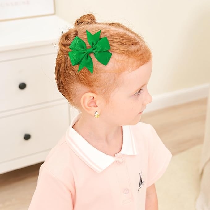 choicbaby 6pcs St. Patrick's Day Hair Bows for Girls 3” Green Grosgrain Ribbon Bows with Alligator Clips Lucky Toddler Hair Accessories for Baby Toddler Kids Birthday Holiday