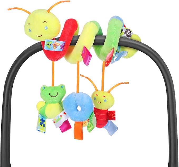 SEWACC Crib Hanging Rattles Toy Stroller Activity Toy with Ringing Bell Cartoon Insect Spiral Hanging Toys Crib Bed Around Rattle Bell for Infants Bed Stroller Car