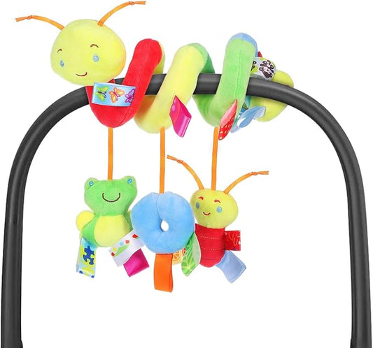 SEWACC Crib Hanging Rattles Toy Stroller Activity Toy with Ringing Bell Cartoon Insect Spiral Hanging Toys Crib Bed Around Rattle Bell for Infants Bed Stroller Car