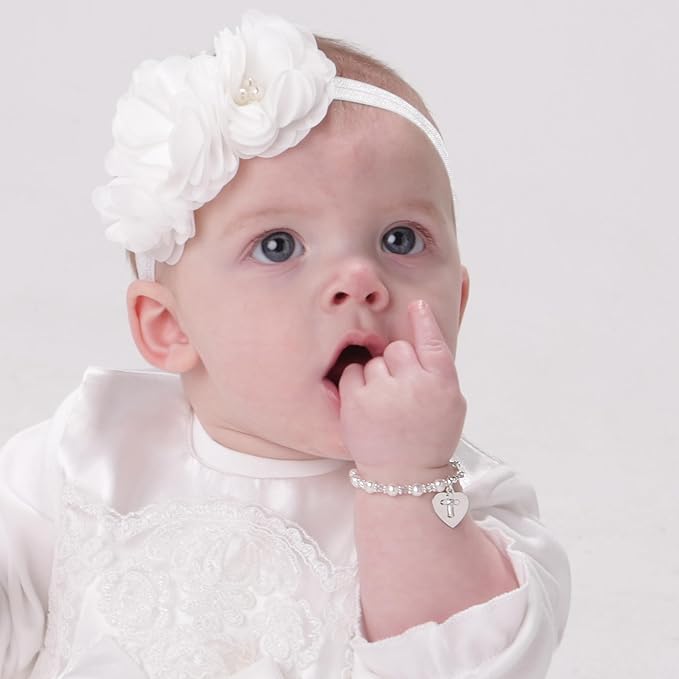 Cherished Moments "Petals" Keepsake Headband for Christenings, Baptism and Baby Blessings (Ivory)