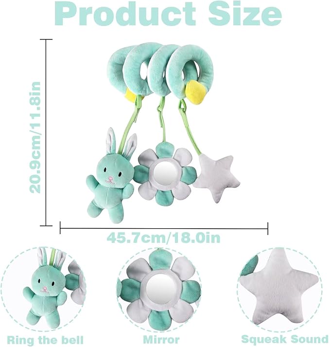 Multi-Use Baby Spiral Activity Toy – Spiral carseat Toy for Car Seat, Stroller,Play Gym, Keeps Baby Quiet, Easy Travel Solution